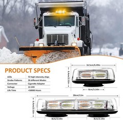 72 LED Roof Top Strobe Beacon Light Bar for for Tow Trucks, Snow Plows，Vehicles