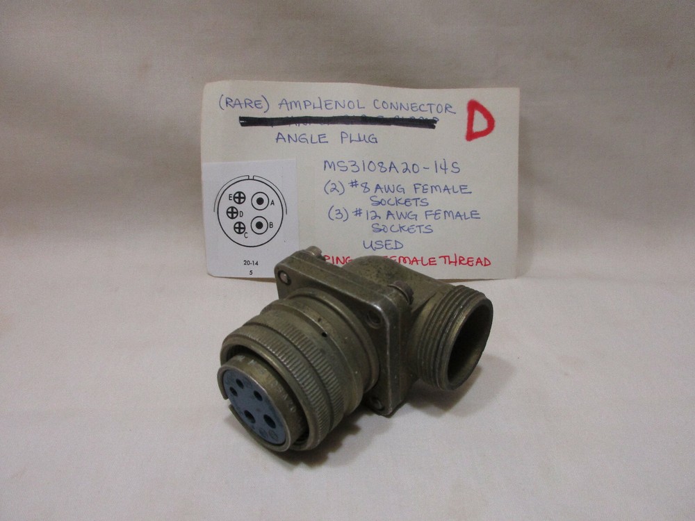 (Choice) Mil Spec FEMALE 3108 Right Angle Cable Sockets, 2-24 Pos., 10-24 Shells