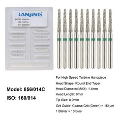 Dental Diamond Burs Round End Taper Football Coarse Fine High Speed 856 850 379