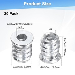 METERXITY M4x12mm Silver Hex Inserts 20pk