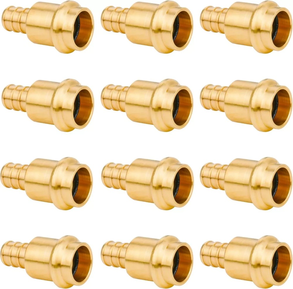 12 Pack 1/2″ Press Propress X 1/2″ PEX Adapter Crimp Fittings Brass Coupling Con