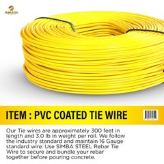 Rebar tie wire 16GA PVC yellow coated 3lb roll construction binding SIMBASTEEL