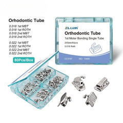 80Pcs Dental Orthodontic Buccal Tube 1st Molar Roth / MBT 0.018 Non-Convertible
