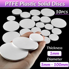 Dia 5-100mm THICK 1mm PTFE Plastic Solid Discs Flat Round Pad Sealed Cushioning
