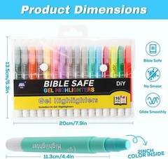 16 Pack No Bleed Bible Highlighters Gel Pens Assorted Colors Chisel Tip Set