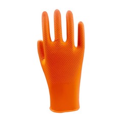 8 Mil Diamond Grip Nitrile Gloves Orange 100pc Raised Diamond Texture Industrial