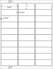 1 x 2 5/8 30000 Address Blank Shipping Adhesive Labels Compatible 2.625 x 1 30UP