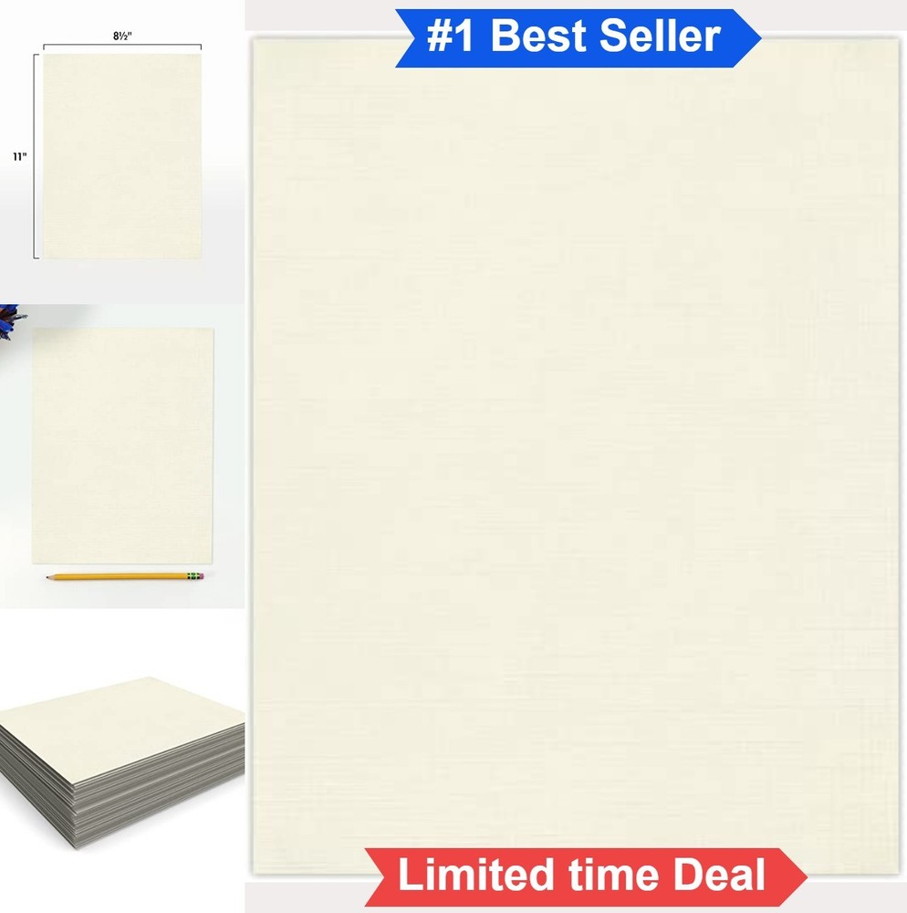 8.5 x 11 Letter Size Natural Linen 32lb Copy Printer Paper 50 Sheets Pack