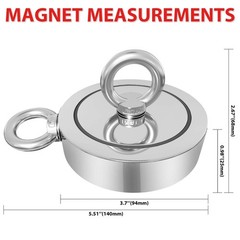 1725 lbs Fishing Magnet Kit, Double Sided Magnet Fishing Kit with Rope, Super…