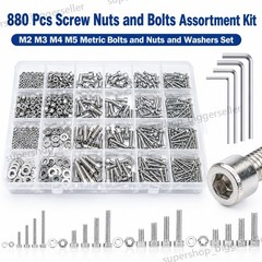 880PCS Metric Screws Assortment Kit, Hex Socket Head Cap, Bolts Nuts Washers New