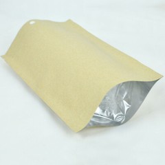 100 Kraft Paper Mylar Stand Up Pouch with Hang Hole Resealable Zipper Food Bags