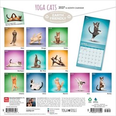 Yoga Cats OFFICIAL | 2027 12×24″ (Hanging) Square Wall Calendar | Plastic-Free