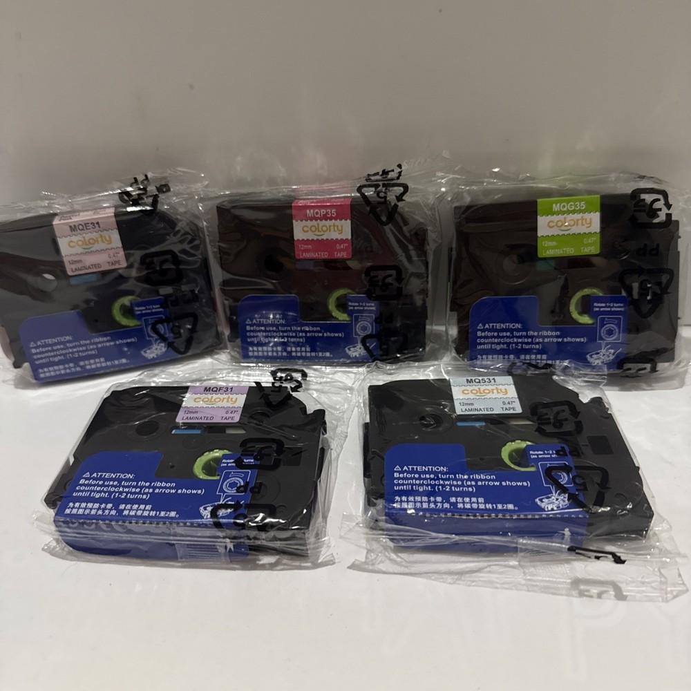 Colorty Label Tape Cartridge MQE31 MQG35 MQF31 MQP35 MQF31 12mm Laminated 0.47in