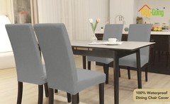 100% Waterproof Dining Room Chair Cover Set of 6, Stretch Jacquard Parson Chair