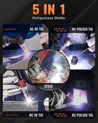 5-in-1 Aluminum AC DC TIG Welder 220V Pulse 200A Digital MMA TIG Welding Machine
