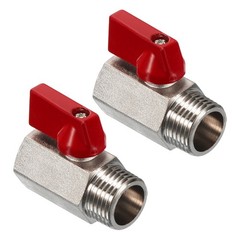 2Pcs 1/2 NPT Brass Mini Ball Valve NPT Female to Male Shut-Off Valve Red