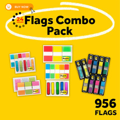 Post-it Flags and Tabs Value Pack, 4 inches x 0.5 inches, Multi-color