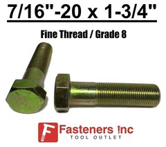 7/16-20 x 1-3/4″ (PT) Hex Bolt Yellow Zinc Plated Grade 8 Cap Screw Fine Thread