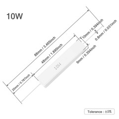 10Pcs 10W Ceramic Cement Resistor 10 O Ohm ±5% Tolerance Wirewound Induction 10