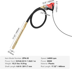 Handheld Concrete Vibrator, 800W Electric Vibrator 13000 VPM, Electric Concrete