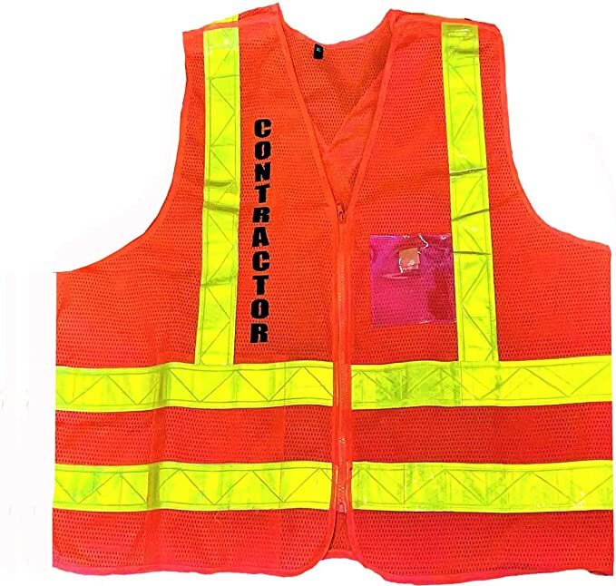 NYCTA Style Contractor High Visibility Reflective Safety Vest with Zips and Pock