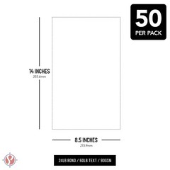 8.5 x 14 Red Bright Color Paper, Legal Size, 24lb Bond (90gsm), 50 Sheets