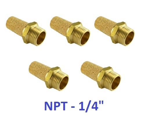 Brass Silencer Connector 1/4″ NPT Pneumatic Exhaust Muffler Filter 5 Pieces