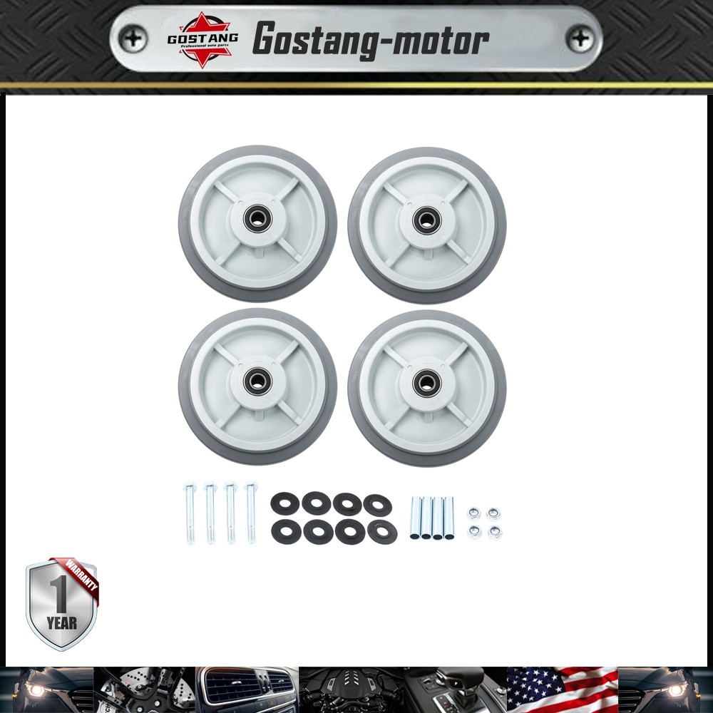 4 Pack 8″ Caster Wheels Replace Polyurethane 1/2″ Axle Hole 900 Pounds Gray