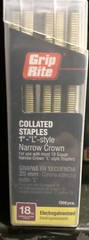 Grip-Rite Narrow Crown Staple 1” L x 1/4” W Galvanized Steel 1000 Pcs