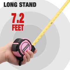 WORKPRO 25FT Pink Tape Measure, 1/8 Fractions Easy Read Measuring 7.6 m,