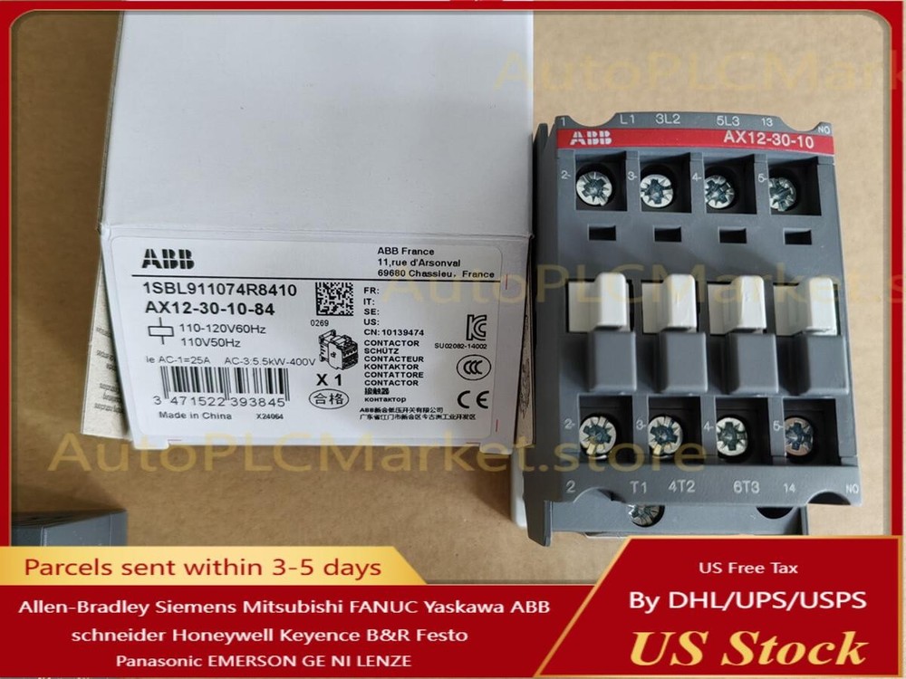 NEW ABB Contactor AX12-30-10-84 AC 110V 50/60Hz AX12-30-10 US Free TAX
