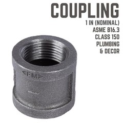 BK Products 1 in. FPT x 1 in. Dia. FPT Black Malleable Iron Coupling (Pack of 5)