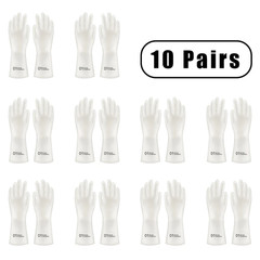 10 Pairs of Pvc Cleaning Gloves Waterproof Wear-Resistant Non-Slip Latex Materia