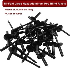 50pcs Black Aluminum Tri Fold Exploding Pop Rivets 3/16 Large Flange Large Head