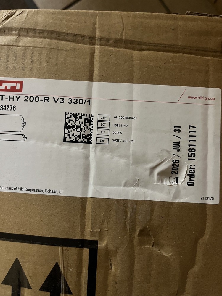 Hilti Injectable Mortar Epoxy Hybrid adh HY 200-R – 11.1 Oz Cart- CASE of 25