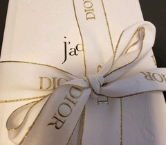 DIOR Flower Embossed White/Gold Blank Notebook Diaries Limited Edition w/Ribbon
