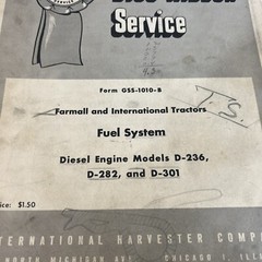 INTERNATIONAL FARMALL D-236 D-282 FUEL SYSTEM SERVICE SHOP REPAIR MANUAL GSS1010