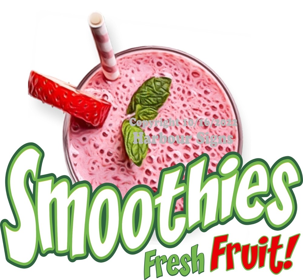 Smoothies Fresh Fruit DECAL Food Truck Concession Vinyl Sign Sticker