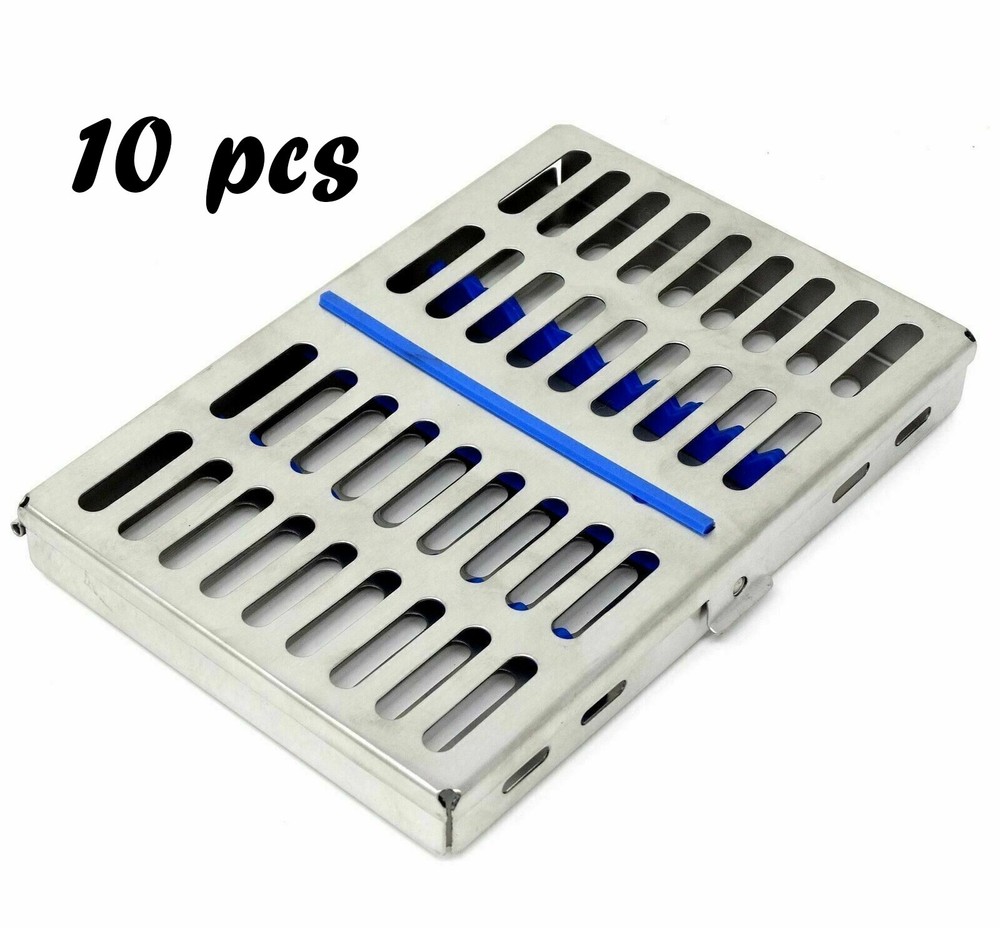 10x 10 Instruments Dental Surgical Sterilization Autoclave Cassette Tray Steel