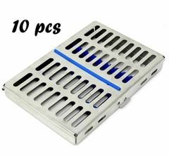 10x 10 Instruments Dental Surgical Sterilization Autoclave Cassette Tray Steel