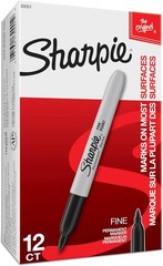 Sharpie Permanent Markers, Fine Tip, Black, 12 Count – Office Supplies, Quick Dr