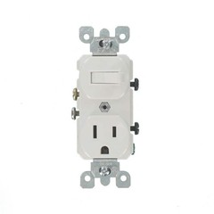 Leviton 5225-W 15A Combo Switch Outlet Commercial Grade White Single Pole
