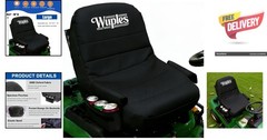 Large Riding Mower Seat Cover with Beverage Pockets – Black Oxford Fabric