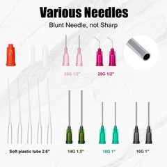 Glue Applicator Syringe Blunt Tip Needle and Cap, with Soft Plastic Tube,…