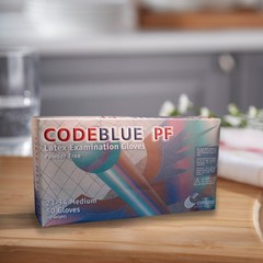 CODEBLUE PF Latex Exam Glove Extended Cuff Length MEDIUM 23-34 50 per Box