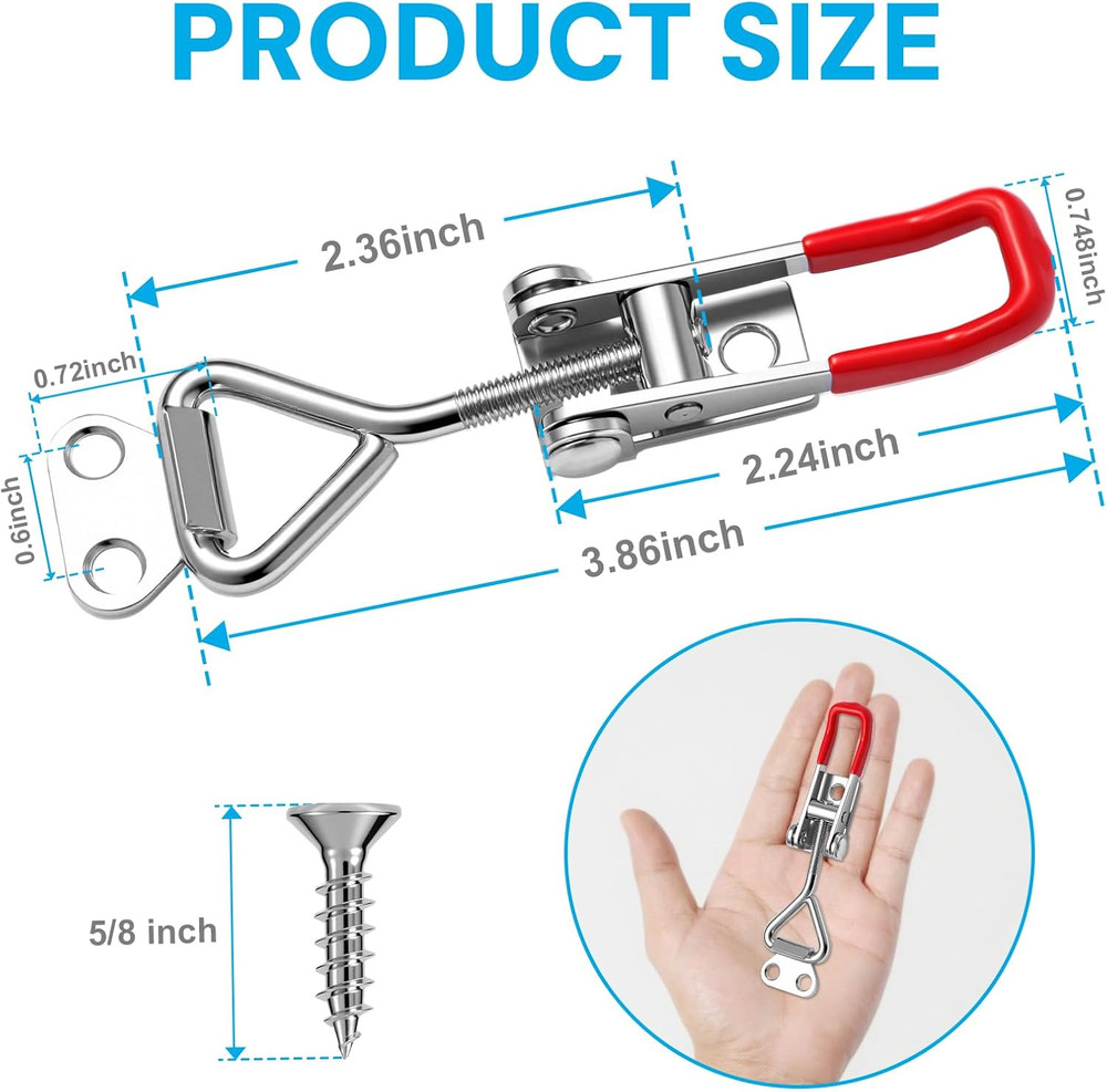 6 Pack Adjustable Toggle Latch Clamp 330LB Heavy Duty Lock with 24 Screws