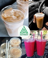 20 oz Clear Plastic Cups with Lids and Straws, Disposable Coffee Cups 25 Sets
