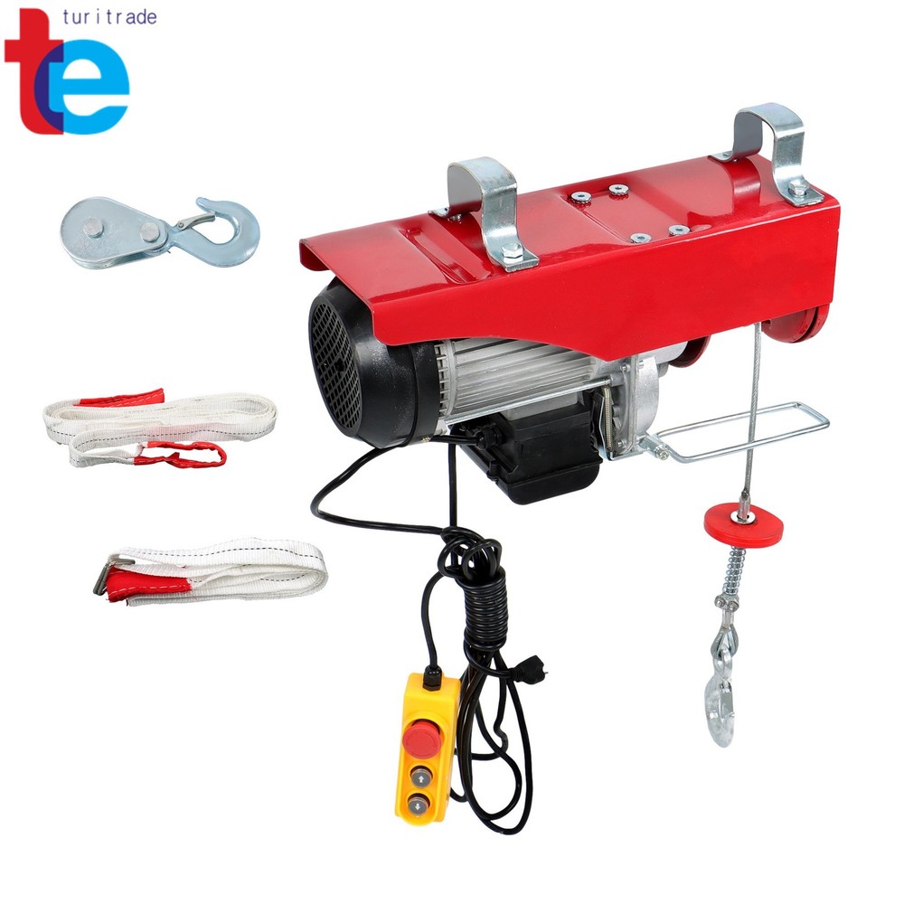 Crane Winch Mini Electric Hoist 2200lbs 14ft Wired Remote Control 1600W 110V