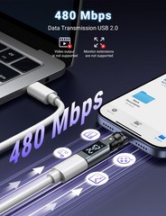 USB C Magnetic Adapter PD 240W(2Pack), 9PIN USB C 90 Degree Adapter with LED …