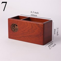 1pcs Wood Pen Holder Box Chinese Style Office Wooden Desktop Organizer Box